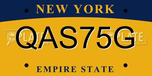 QAS75G New York License Plate