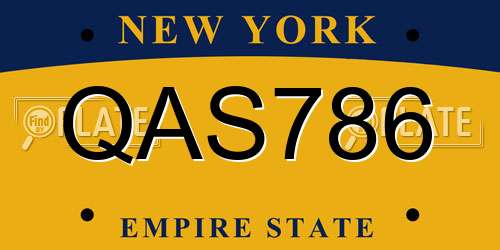 QAS786 New York License Plate
