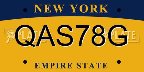 QAS78G New York License Plate