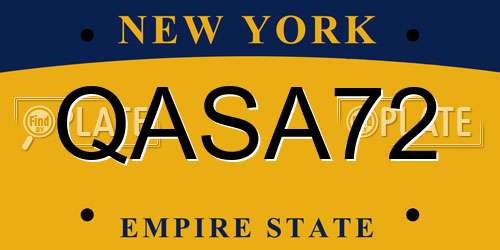 QASA72 New York License Plate