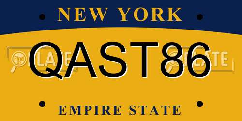 QAST86 New York License Plate