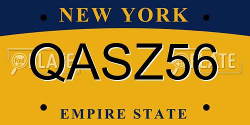 QASZ56 New York License Plate