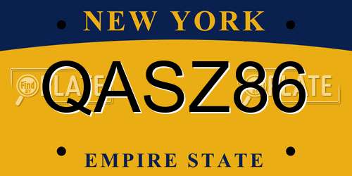 QASZ86 New York License Plate