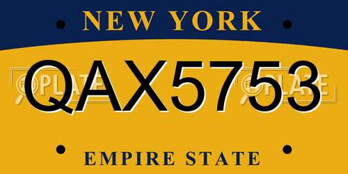 QAX5753 New York License Plate