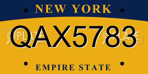 QAX5783 New York License Plate
