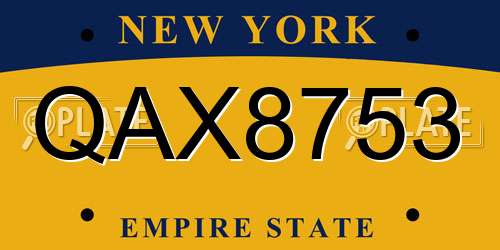 QAX8753 New York License Plate