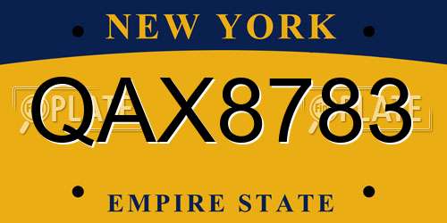 QAX8783 New York License Plate
