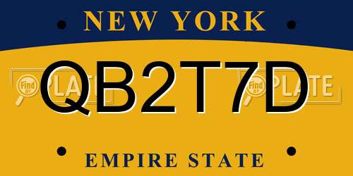 QB2T7D New York License Plate