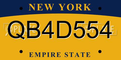 QB4D554 New York License Plate