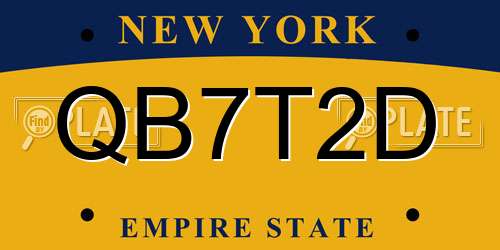 QB7T2D New York License Plate