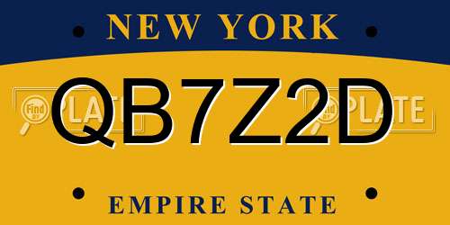 QB7Z2D New York License Plate