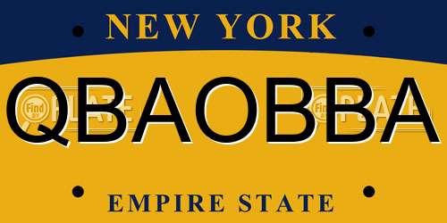 QBAOBBA New York License Plate