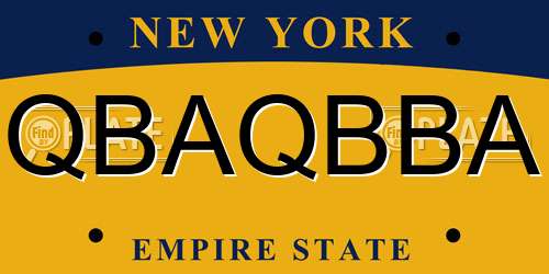 QBAQBBA New York License Plate