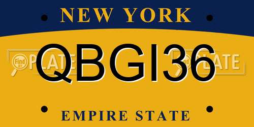 QBGI36 New York License Plate