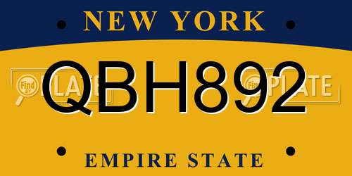 QBH892 New York License Plate