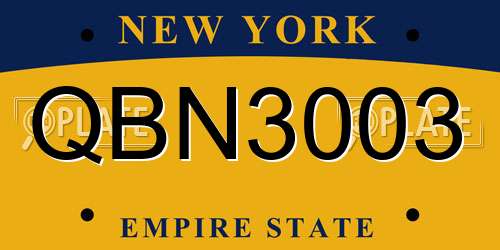 QBN3003 New York License Plate