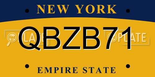 QBZB71 New York License Plate