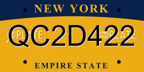 QC2D422 New York License Plate
