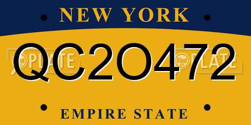 QC2O472 New York License Plate