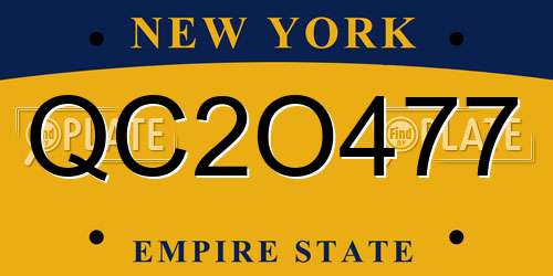 QC2O477 New York License Plate