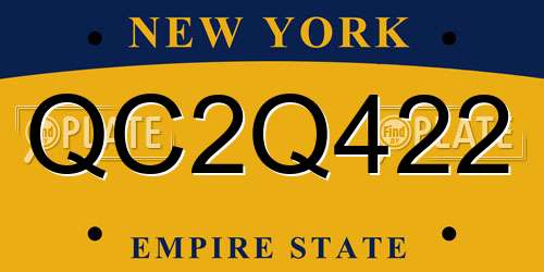 QC2Q422 New York License Plate