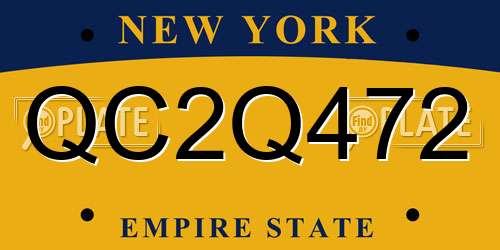QC2Q472 New York License Plate