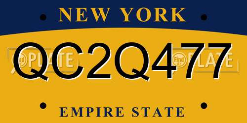 QC2Q477 New York License Plate