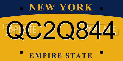 QC2Q844 New York License Plate