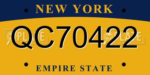 QC70422 New York License Plate