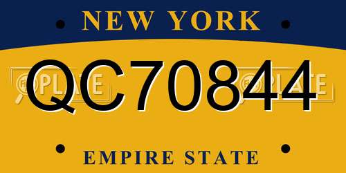 QC70844 New York License Plate