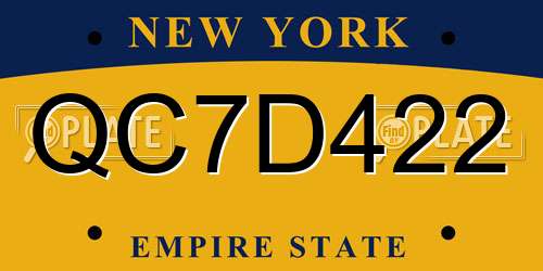 QC7D422 New York License Plate