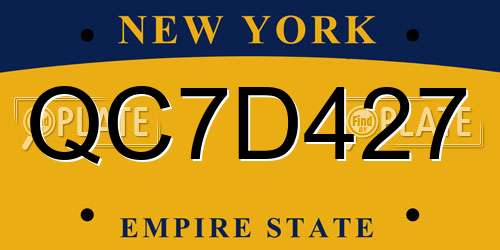 QC7D427 New York License Plate