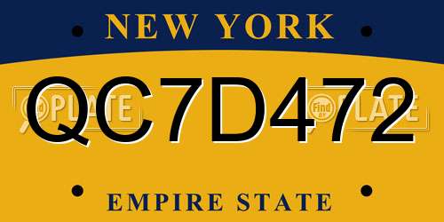 QC7D472 New York License Plate