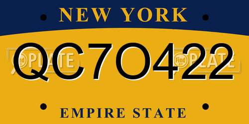 QC7O422 New York License Plate