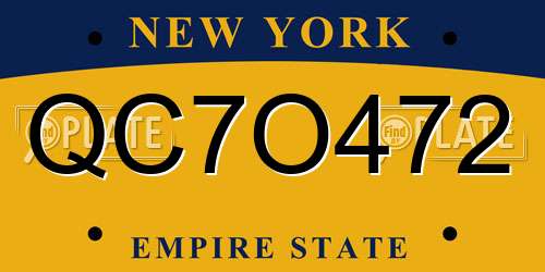 QC7O472 New York License Plate