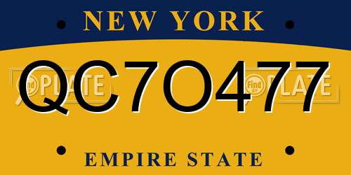 QC7O477 New York License Plate