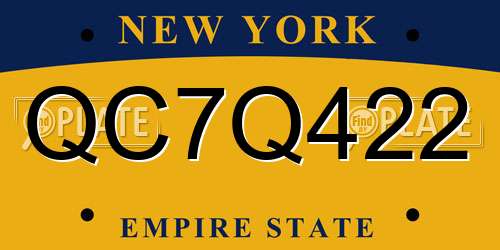 QC7Q422 New York License Plate