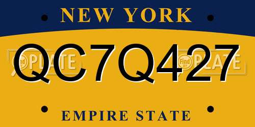 QC7Q427 New York License Plate