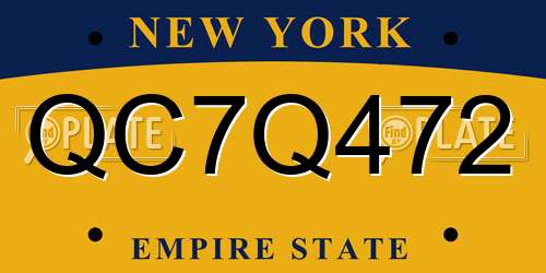 QC7Q472 New York License Plate