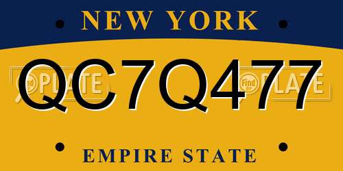QC7Q477 New York License Plate