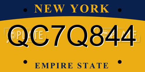 QC7Q844 New York License Plate