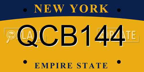 QCB144 New York License Plate