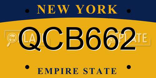 QCB662 New York License Plate