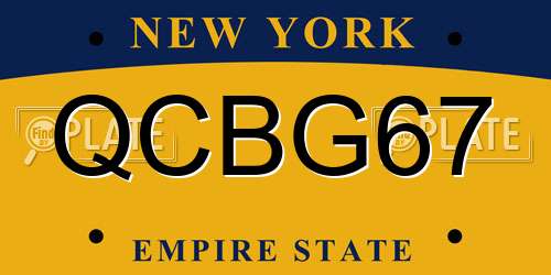 QCBG67 New York License Plate