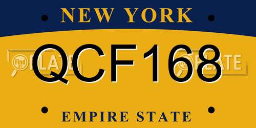 QCF168 New York License Plate