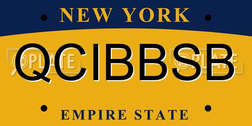 QCIBBSB New York License Plate