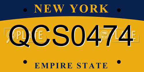 QCS0474 New York License Plate