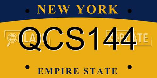QCS144 New York License Plate