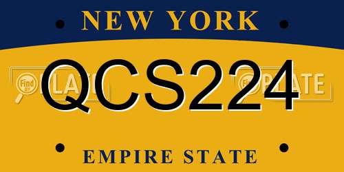 QCS224 New York License Plate