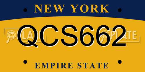 QCS662 New York License Plate